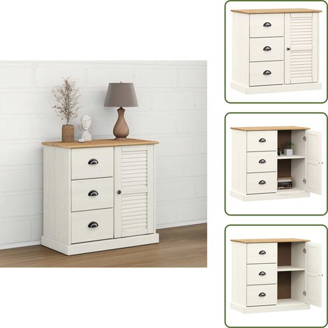 Credenza per soggiorno - vidaXL Credenza Cassetti VIGO Bianco 78x40x75 cm Legno Massello Pino - Credenza con scomparti