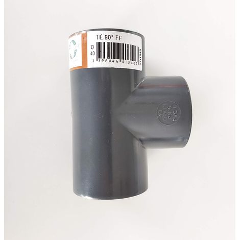 Té PVC Pression – U 90° / 40mm intérieur F/F/F PN16 / Manchon 40 mm pour Piscine et arrosage/Tés égaux