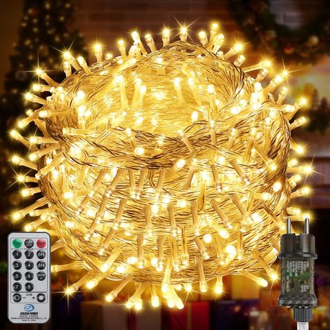 Weihnachtslichterkette mit Fernbedienung-50M 500 LED für Wasserdichte Outdoor Lichterkette mit 8 Modi. Ideal für Gärten, Partys, Terrassen und Balkon festliche Deko (warmweiß) (1/5)
