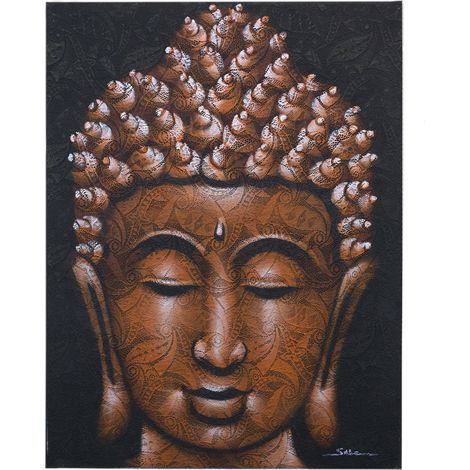 Peinture de Bouddha - Détail de brocart de cuivre- Vendu par 1 (1/4)