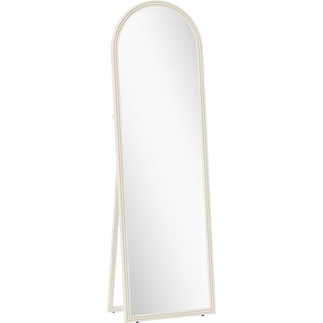 Miroir de sol arqué pleine longueur miroir sur pied cadre en effet imitation pierre pour salon chambre 50 x 160 cm blanc (1/5)