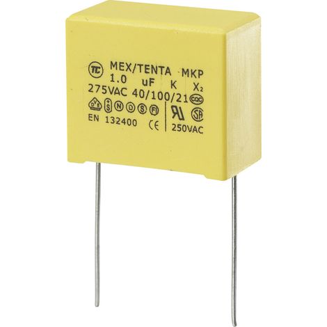 TRU COMPONENTS MKP-X2 1 St. MKP-X2-Funkentstör-Kondensator radial bedrahtet  1 µF 275 V/AC 10 % 22.5