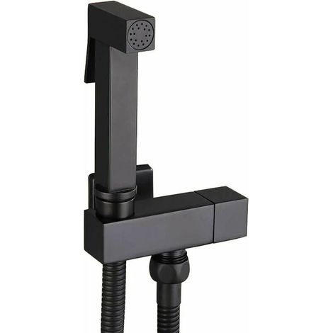 Bidet-Sprühset für Toilette, Handbrause aus schwarzem Messing, Wandbrause, Komplettset für die Toilette, Körperpflege, G1/2 (1/5)