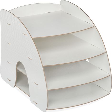 Pratico organizer per documenti con 4 scomparti da scrivania 27 x 25,5 x 34,5 cm in MDF bianco 130012208
