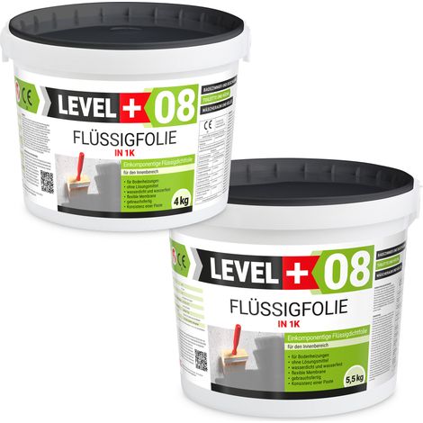 LEVEL+ Flüssigfolie Badabdichtung 1K Dichtfolie L+08 - 9,5KG