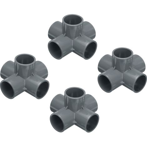 Lot de 4 PVC Raccord Coude Conduit 32mm 5-Voies Gris (1/5)