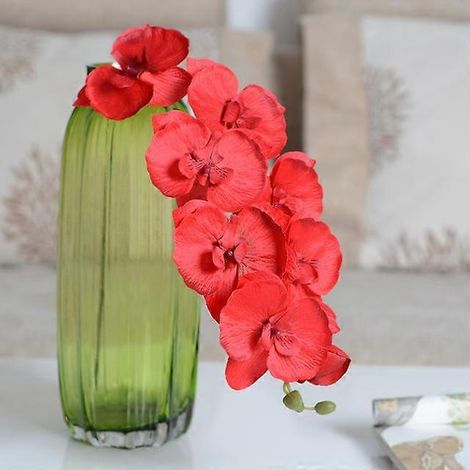 Lot de 10 orchidées papillon artificielles, fleurs artificielles pour la décoration intérieure et les mariages. Accessoiresrouge (1/5)