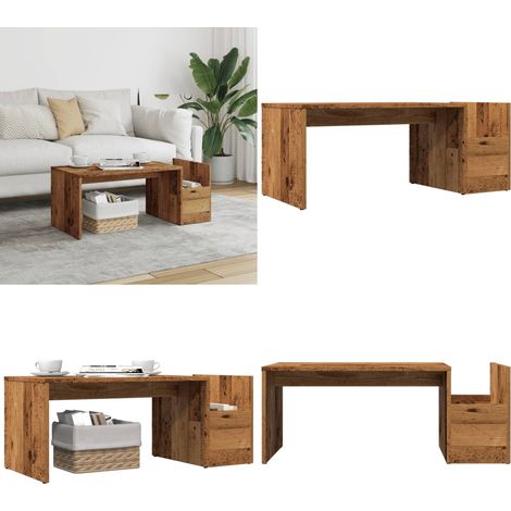 vidaXL Couchtisch Altholz-Optik 90x45x35 cm Holzwerkstoff (1/5)