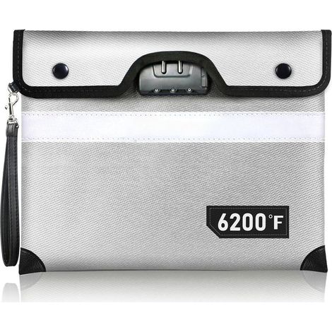 6200°F Fireproof Document Bag with Lock, Upgraded Fire proof Money Bag for Cash with Zipper/Reflective Strip,Water Resistant Fireproof Bags for Documents (1/5)