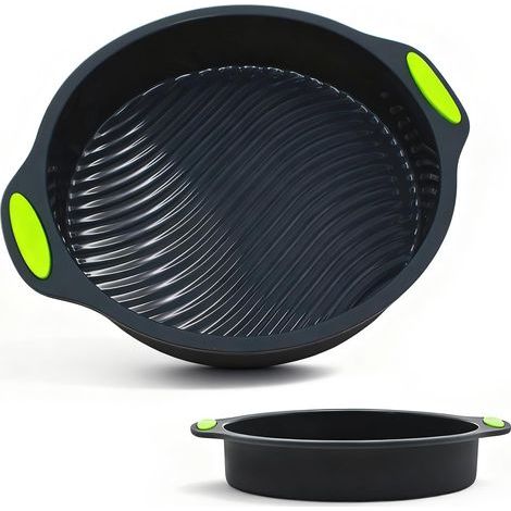 Moule Gateau Silicone Rond 25cm, 9 Pouces Antiadhésif Moule à Gateau Réutilisable, Dégagement Rapide Moule Silicone Patisserie Rond pour Gâteaux étagés, Cheesecakes et Gâteaux arc-en-ciel (Gris Foncé) (1/5)