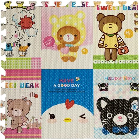 Tappeto Tappetino Mattonella Puzzle Morbido FUNNY 60x60x1 cm Per Bambini 4 pz (1/4)