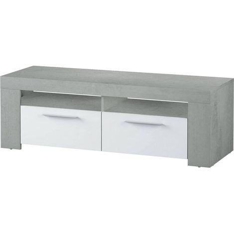 AMBIT Meuble TV 2 portes - Style contemporain - Gris et blanc - L 120 cm (1/5)