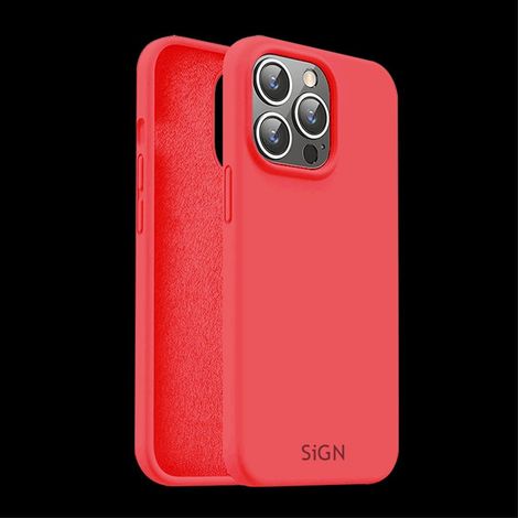 Custodia in silicone liquido SiGN per iPhone 15 Pro Max - rossa