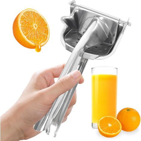 Presse-citron manuel en acier inoxydable - Presse à la main - Presse-agrumes - Extracteur de jus de citron, orange, citron vert, pour un usage domestique, argenté