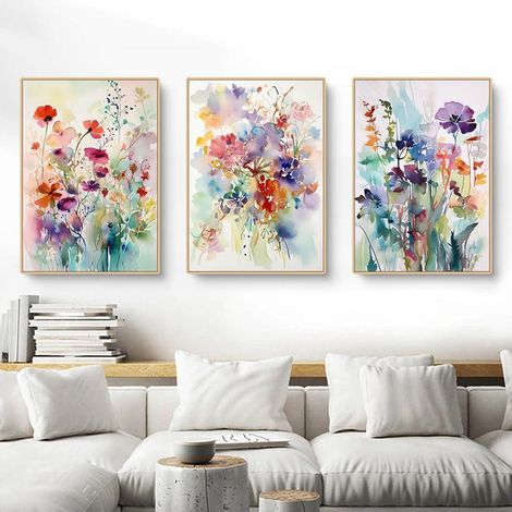 Poster 3er Set Blumen 50x70cm Ohne Rahmen Wohnzimmer Blumen 50 x 70 cm (1/5)
