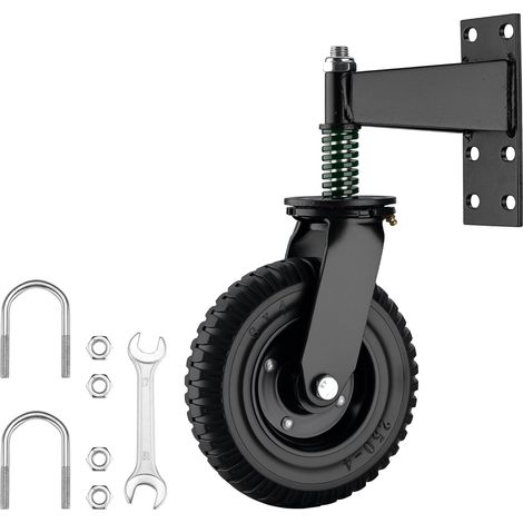 Roulette de portail – 200 mm, capacité max. 275 kg – en Caoutchouc et Acier – rotative 360° – avec vis de montage – Roue de porte (1/5)