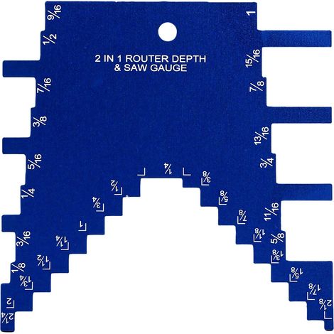 Jauge de profondeur étagée en aluminium 2 en 1, hauteur de coupe réglable, pour défonceuse et scie à bois, bleue. (1/5)