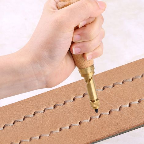 Automatische Lochzange mit Holzgriff und 1,5–4 mm Spitzen für Leder-DIY-Bastelarbeiten. (1/5)