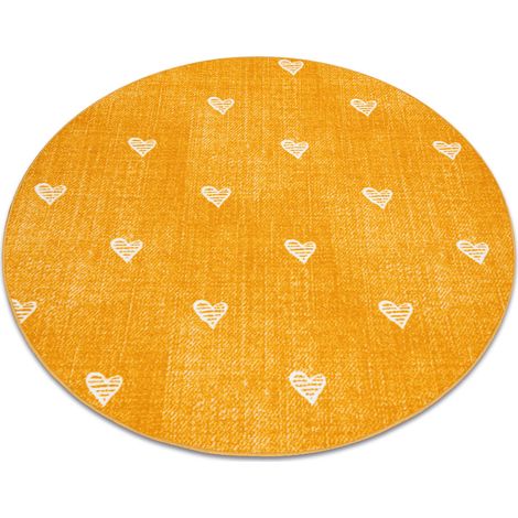 Tappeto per bambini HEARTS cerchio Jeans, vintage cuori - arancia orange rotondo 100 cm (1/5)