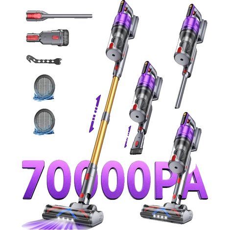 Kabelloser Stabstaubsauger, 680W Leistung, 70000PA Saugkraft, 75 Minuten Laufzeit, Li-Ionen-Batterie, HEPA-Filter (1/5)