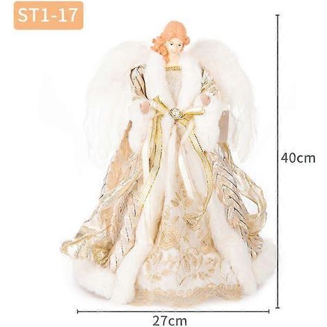 Ornements d'anges pour sapin de Noël, cime d'ange dorée, décorations de Noël dorées pour jardin, terrasse, café, bureau, 17 (1/5)