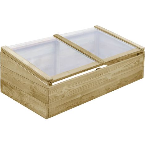 Invernadero de madera de pino impregnada para plantas flores y verduras 100 x 50 x 35 cm color marrón 020044653