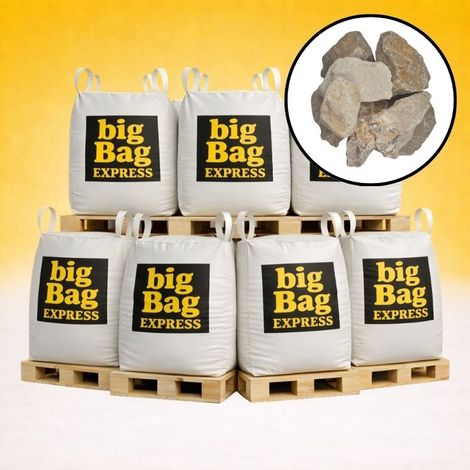 PACK 7 X BIG BAG de +/- 1,5T Pierre à Gabion Ocre Beige Ø 70/120 mm - Livraison PREMIUM (1/4)