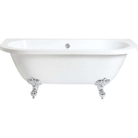 Milano Richmond White 1685mm x 780mm Bathroom Double Ended Freestanding Roll Top Bath with Feet - Chrome Ball & Claw Feet