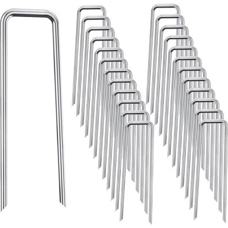 Anclajes para suelo，Anclaje para suelo，anclaje para suelo，50 clavos en forma de U para fijar césped artificial，tiendas de campaña，etc. (15 cm) (1/2)