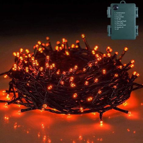 1 Guirlande lumineuse, 5m, 50 LED, 8 modes, étanche, intérieur, extérieur, Halloween, fête