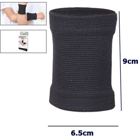 TrAdE Shop Traesio - Coppia Polsiera Elastiche Supporto Per Polso Bambini Anallergico Protezione Nero -