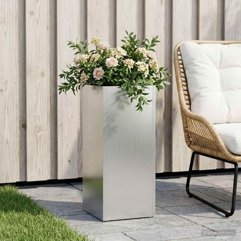 vidaXL Macetero de Jardín Plateado 20 x 20 x 50 cm Acero Galvanizado (1/5)