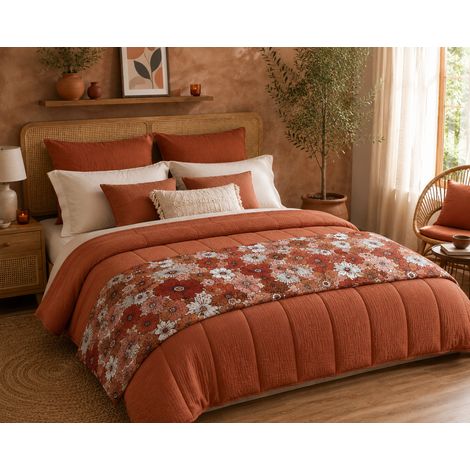 Bout de Lit 90 x 200 cm Double Gaze de Coton 125 g/m² Alba Imprimé Floral (1/5)