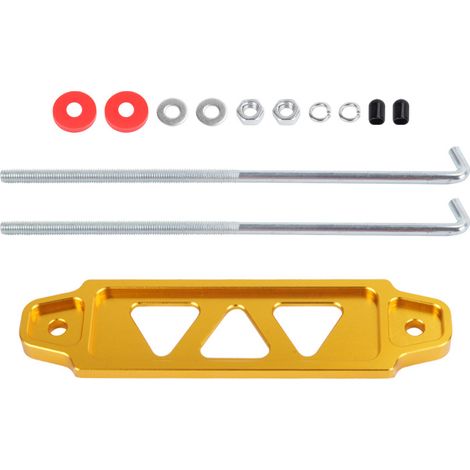 Car aluminum alloy battery bracket clips, battery holder fixing clips, battery bracket triangular 3-hole - gold with accessories (1/4)