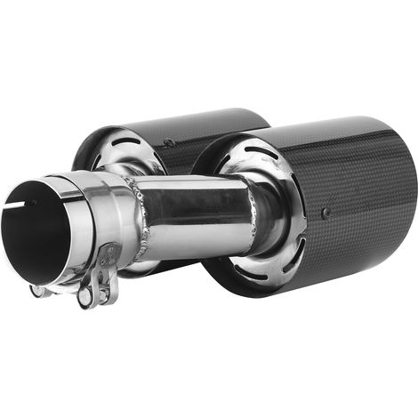 Embout d'échappement double universel pour voiture, en forme de Y, en acier inoxydable brillant et fibre de carbone. (1/5)