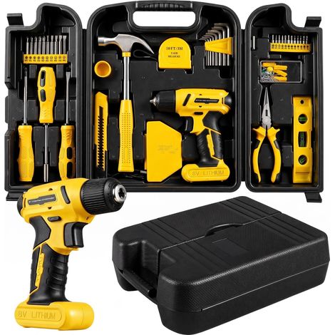 Perceuse Visseuse Sans Fil 8V Caisse a Outil,101Pcs Boîte à Outils (1/5)