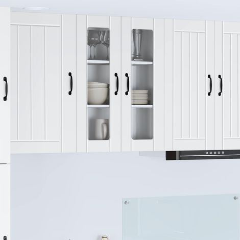 vidaXL Wall Glass Cabinet LUCCA White 60 x 31 x 80 cm Engineered Wood (1/5)