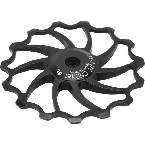 Galet de dérailleur VTT 15 dents en aluminium avec roulement céramique, couleur noire (1/5)