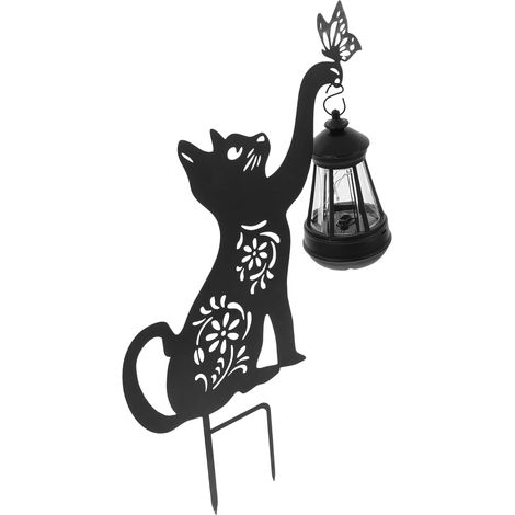 D coratif Chat Solaire Fer Robuste Lanterne Solaire Ext (1/5)