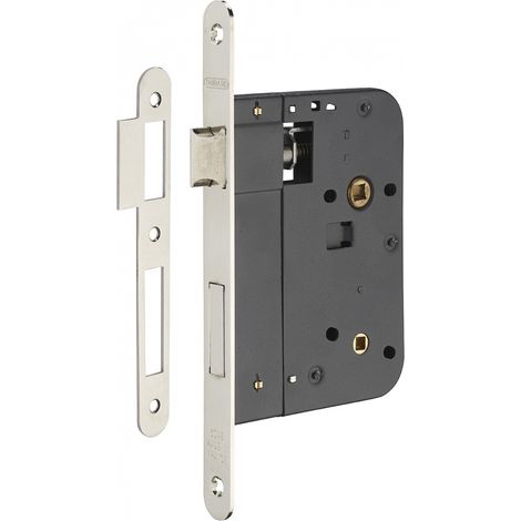 Serratura da incasso per WC, asse 80 mm, frontale nichelato – THIRARD
