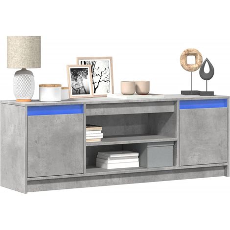 TV-Schrank mit LED-Beleuchtung Betongrau 139,5x34x50 cm