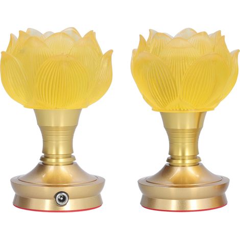 Lot de 2 lampes LED bouddhistes à 3 couleurs réglables, motif fleur de Bouddha, pour la pratique du bouddhisme. Alimentation : prise UE 100-240 V. (1/5)