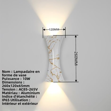 Wasserdichte Außenwandleuchte IP65, moderne minimalistische Wandlampe für Garten, Balkon und Flur, dekorative LED-Beleuchtung 10W 4000K Neutralweiß, goldener Vasen-Design-lsw