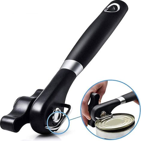 Manueller Dosenöffner mit glatten Kanten, ohne scharfe Kanten und mit Soft-Grip-Griffen, hergestellt aus lebensmittelechtem Edelstahl. (1/5)