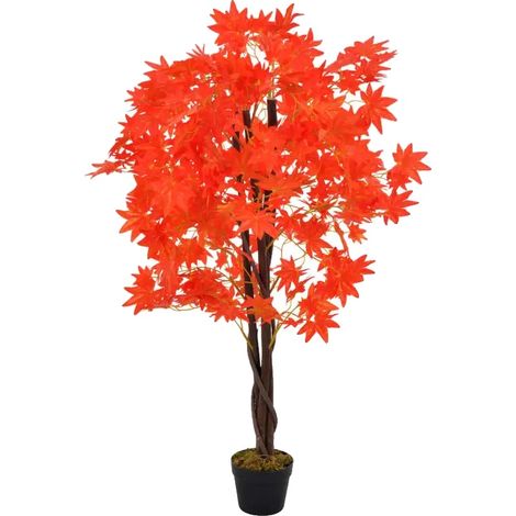 Pianta d'acero artificiale, stile bonsai da interno, pianta decorativa da pavimento, rossa (1/2)