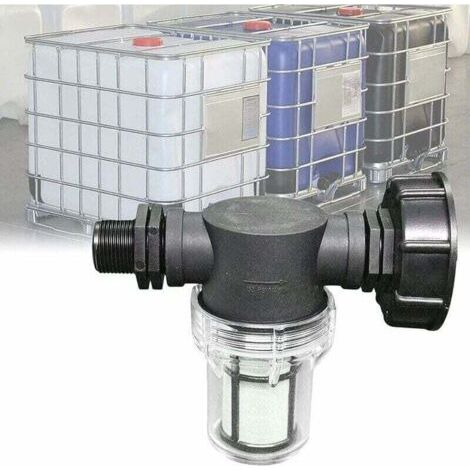 Robinet de jonction pour réservoir de 1000L, raccord pour tuyau d'arrosage de jardin avec fonction de filtration de l'eau de pluie, raccord pour cuve IBC S60x6 (filetage extérieur de 3/4 de pouce). (1/3)