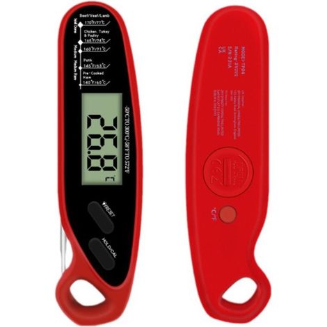 Thermometre Cuisine avec Double Sondes Pliables, 3s Lecture Instantané Thermomètre Digital, Rétroéclairage LCD & Calibration, Thermometre Cuisson