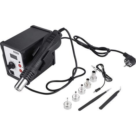 Stazione saldante 868D 700W – Pistola ad aria calda – Saldatore – Display a LED – 5 ugelli – EU 220V (1/5)