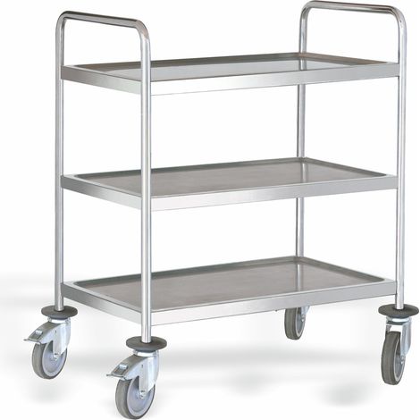 Chariot de Service Inox 3 Niveaux L 880 à 1080 mm - Pujadas