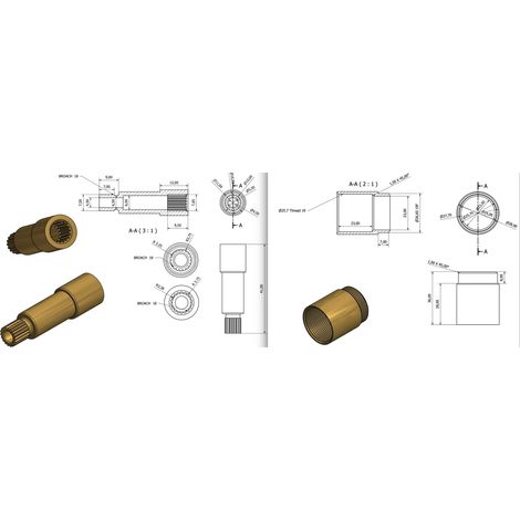 Bagnoclic – Raccord laiton fileté 26x18 mm – Rallonge pour mécanisme tête avec broche 8/18 – Pour installations plomberie professionnelles